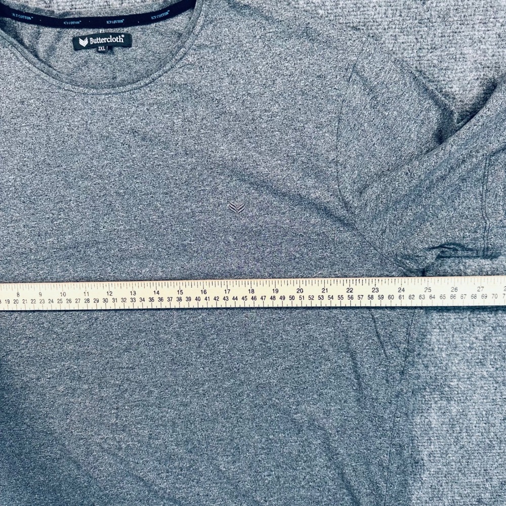 Buttercloth Men's 2XL Heather Grey Icy Cotton Rayon Blend T-Shirt Mint Infused - Picture 8 of 9